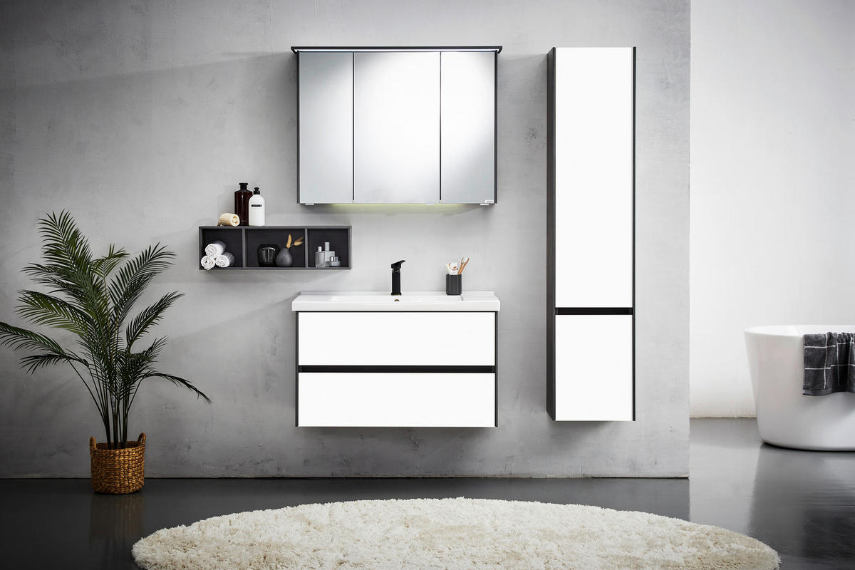 BADEZIMMER  in 92 cm  - Dunkelgrau/Weiß, KONVENTIONELL, Glas/Keramik (92cm) - Dieter Knoll