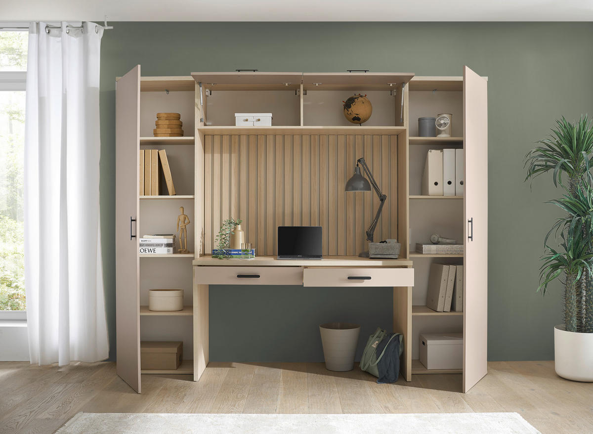 Bürokombination - Kaschmir/Eichefarben, MODERN, Holzwerkstoff (250/200/60cm) - MID.YOU