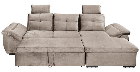 ECKSOFA  in Mikrovelours Creme  - Creme/Schwarz, KONVENTIONELL, Kunststoff/Textil (275/170cm) - Carryhome