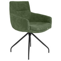 ARMLEHNSTUHL  Sitzfläche 360° drehbar, Gestellauswahl, Stoff-/Lederauswahl Cord  Olivgrün  - Schwarz/Olivgrün, Design, Textil/Metall (61/85/64cm) - Musterring