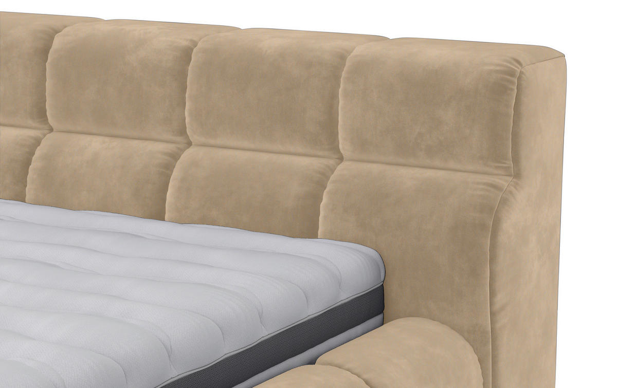 POLSTERBETT 200/200 cm,  in Sandfarben,  - Sandfarben/Schwarz, Design, Textil/Metall (200/200cm) - Belluti