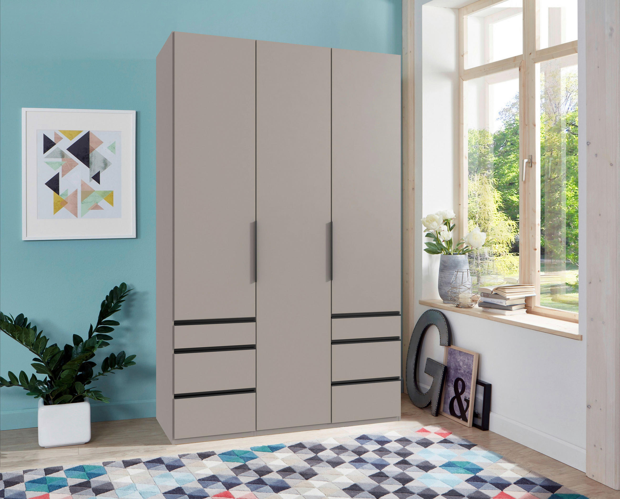DREHTÜRENSCHRANK  in Sahara  - Schwarz/Sahara, KONVENTIONELL, Holzwerkstoff/Metall (150/236/58cm) - Hom`in