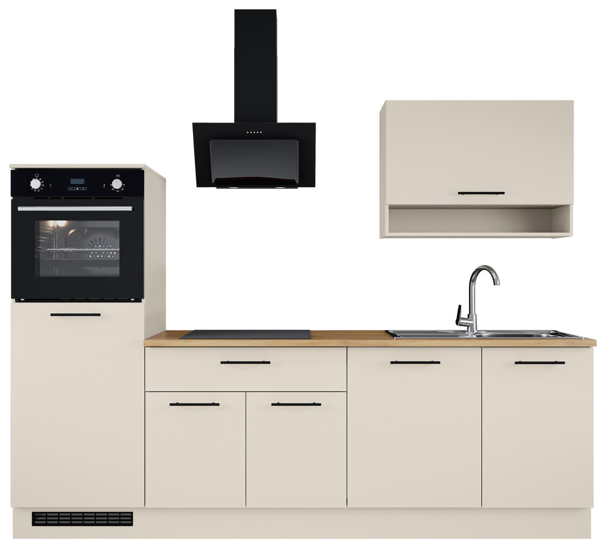 KÜCHENLEERBLOCK 260 cm   in Grau  - Eichefarben/Schwarz, Basics, Holzwerkstoff/Metall (260cm) - MID.YOU