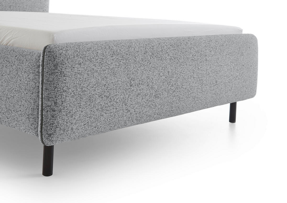 POLSTERBETT PRIMO 140/200 cm  in Hellgrau, Grau  - Hellgrau/Schwarz, Design, Textil/Metall (140/200cm) - Xora