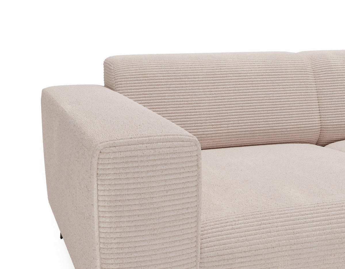 2-SITZER-SOFA Cord Creme  - Creme/Schwarz, KONVENTIONELL, Textil/Metall (207/75/104cm) - Carryhome