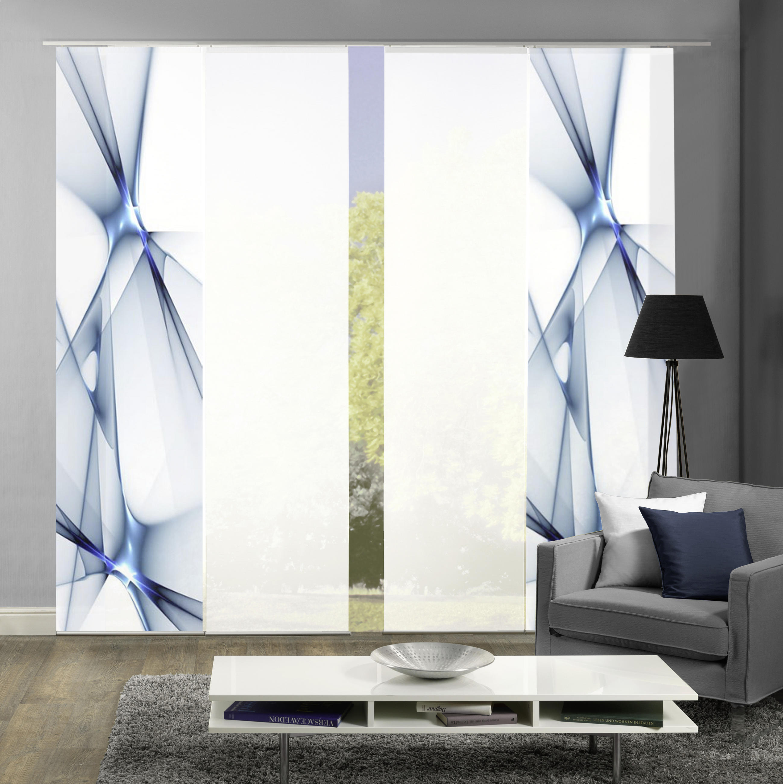 FLÄCHENVORHANG FRANKLIN, 4-TLG  4 Stück    60/245 cm  - Blau, Basics, Textil (60/245cm)