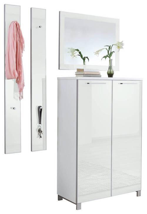 GARDEROBE 4-teilig in 135/195/37 cm - Weiß, Design, Glas/Holzwerkstoff (135/195/37cm)