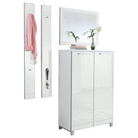 GARDEROBE 4-teilig  in 135/195/37 cm  - Weiss, Design, Glas/Holzwerkstoff (135/195/37cm)