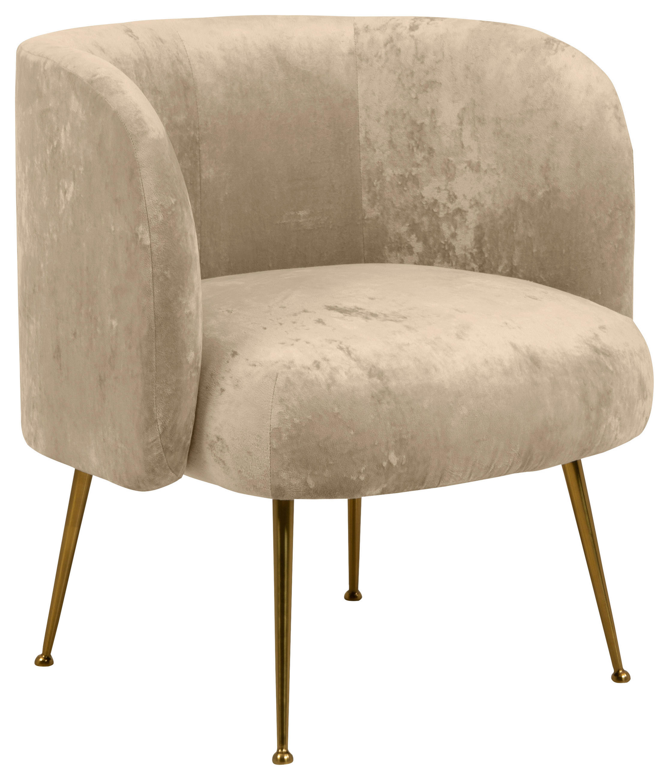 SESSEL 74/77/70 cm  in Velours Beige  - Beige/Goldfarben, KONVENTIONELL, Textil (74/77/70cm) - MID.YOU