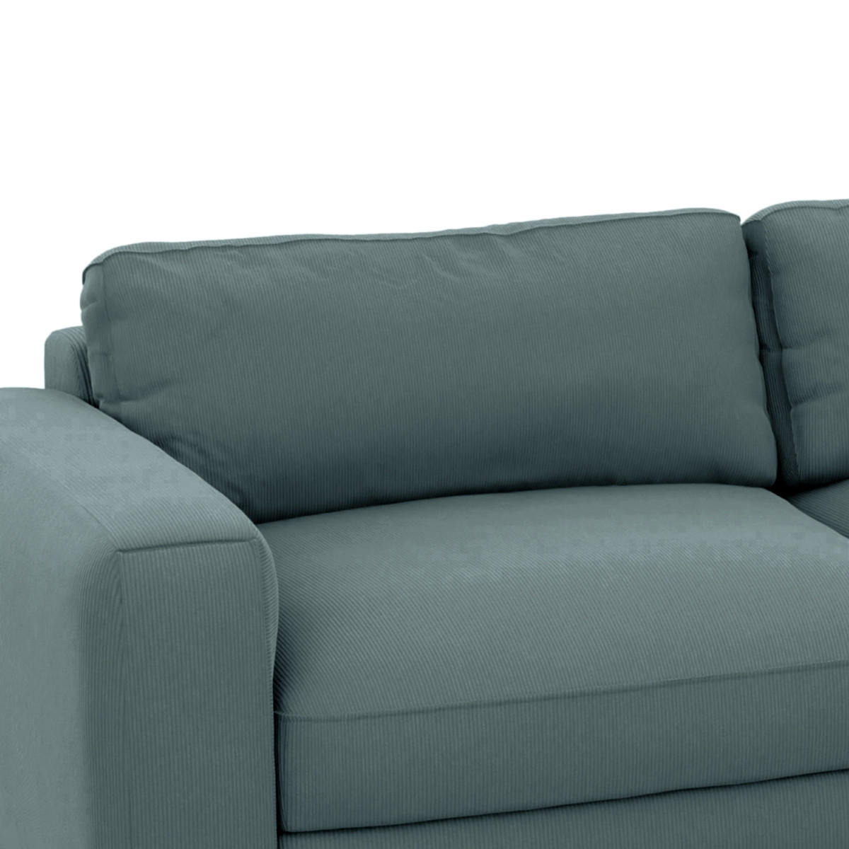 ECKSOFA Cord Blaugrau  - Blaugrau/Schwarz, Modern, Textil (303/176cm) - Trendmanufaktur