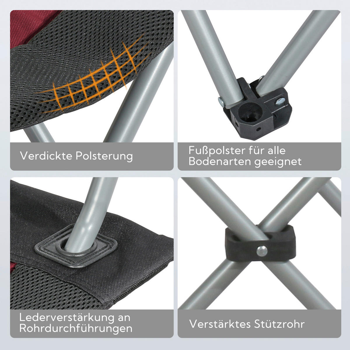 CAMPINGSESSEL - Rot/Schwarz, Basics, Textil/Metall (55/108/55cm) - Modante