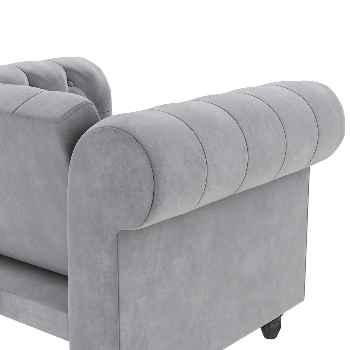 SESSEL in Velours Hellgrau  - Hellgrau/Schwarz, Basics, Holz/Textil (111/83/87cm) - Livetastic