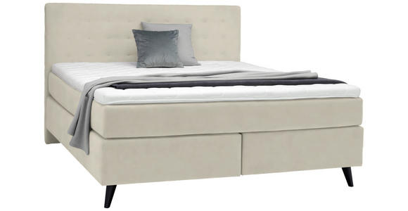 BOXSPRINGBETT 180/200 cm in Hellgrau - Hellgrau/Schwarz, KONVENTIONELL, Holz/Textil (180/200cm) - Voleo
