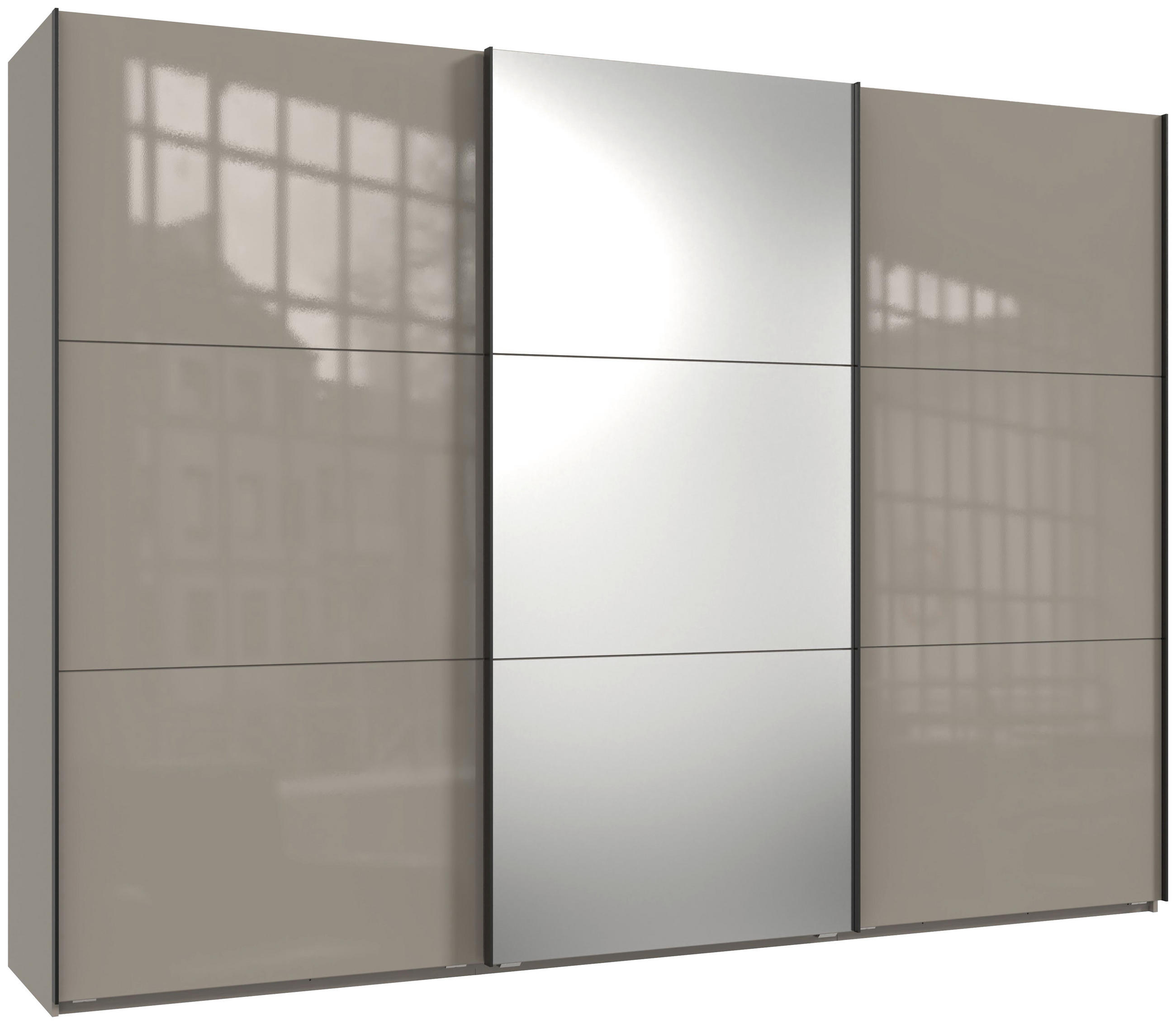 SCHWEBETÜRENSCHRANK in Sahara  - Schwarz/Sahara, Konventionell, Glas/Holzwerkstoff (300/216/65cm) - Stylife