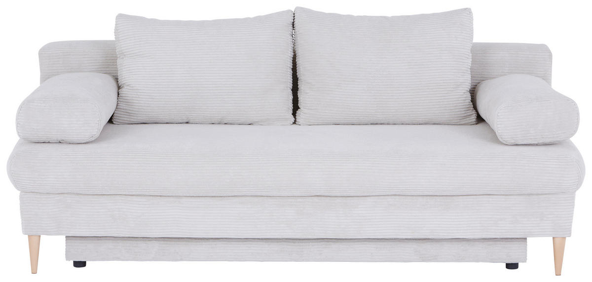 Canapea Extensibilă, lemn, plastic, textil, bej - bej/culoare natur, Modern, plastic/lemn (200/95/95cm) - Carryhome