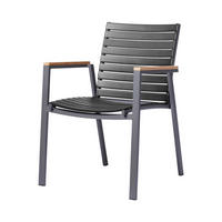 STAPELSTUHL Teakfarben, Schwarz, Anthrazit  - Anthrazit/Schwarz, KONVENTIONELL, Holz/Kunststoff (56,5/84/62cm) - Gardenson