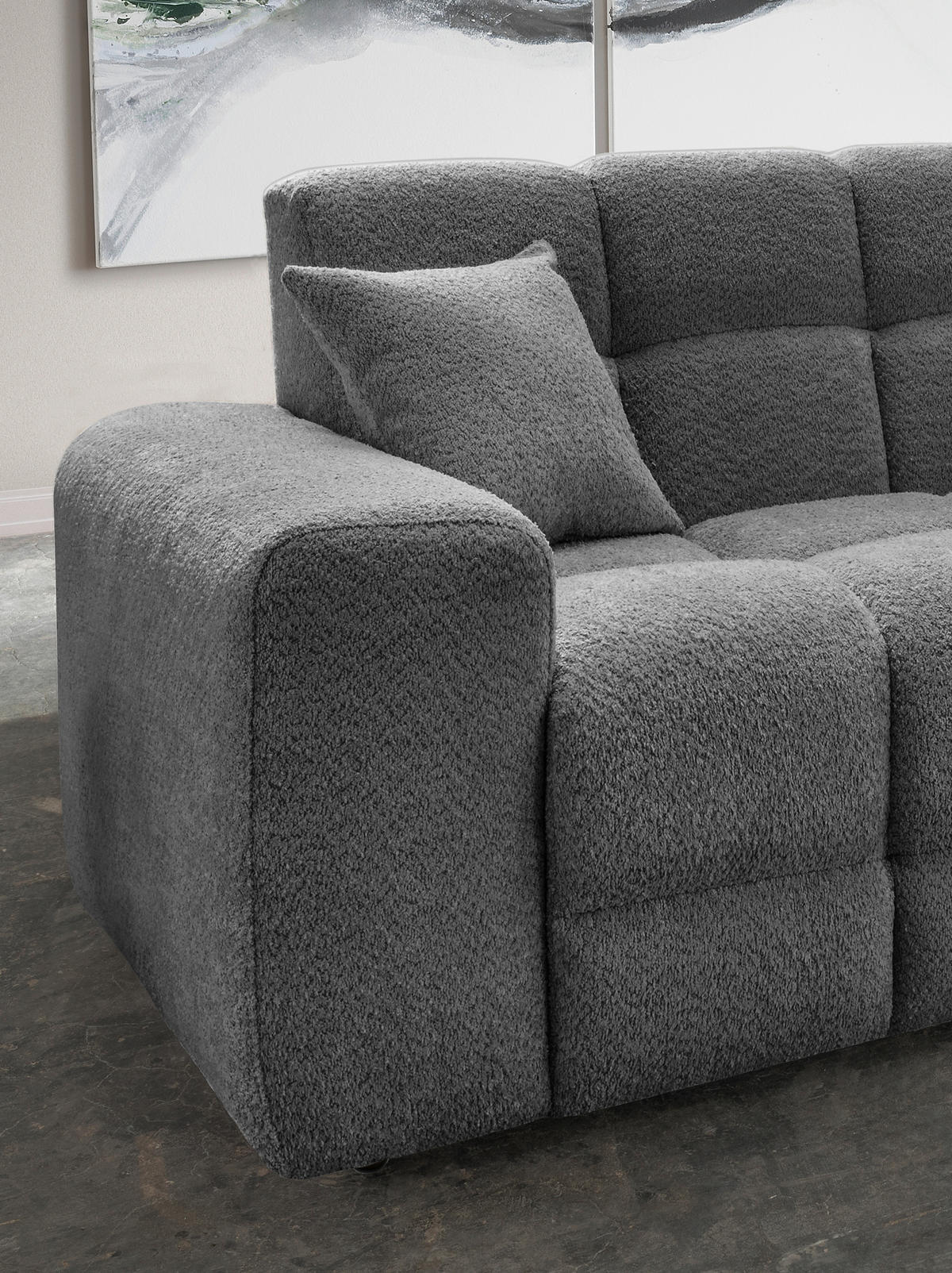 VIERSITZER-SOFA in Bouclé Anthrazit  - Anthrazit/Schwarz, MODERN, Kunststoff/Textil (300/87/120cm) - Livetastic