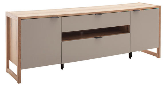 TV-ELEMENT Grau, Schwarz, Eichefarben  185/67/44 cm  - Eichefarben/Anthrazit, Design, Holzwerkstoff/Metall (185/67/44cm) - Hom`in