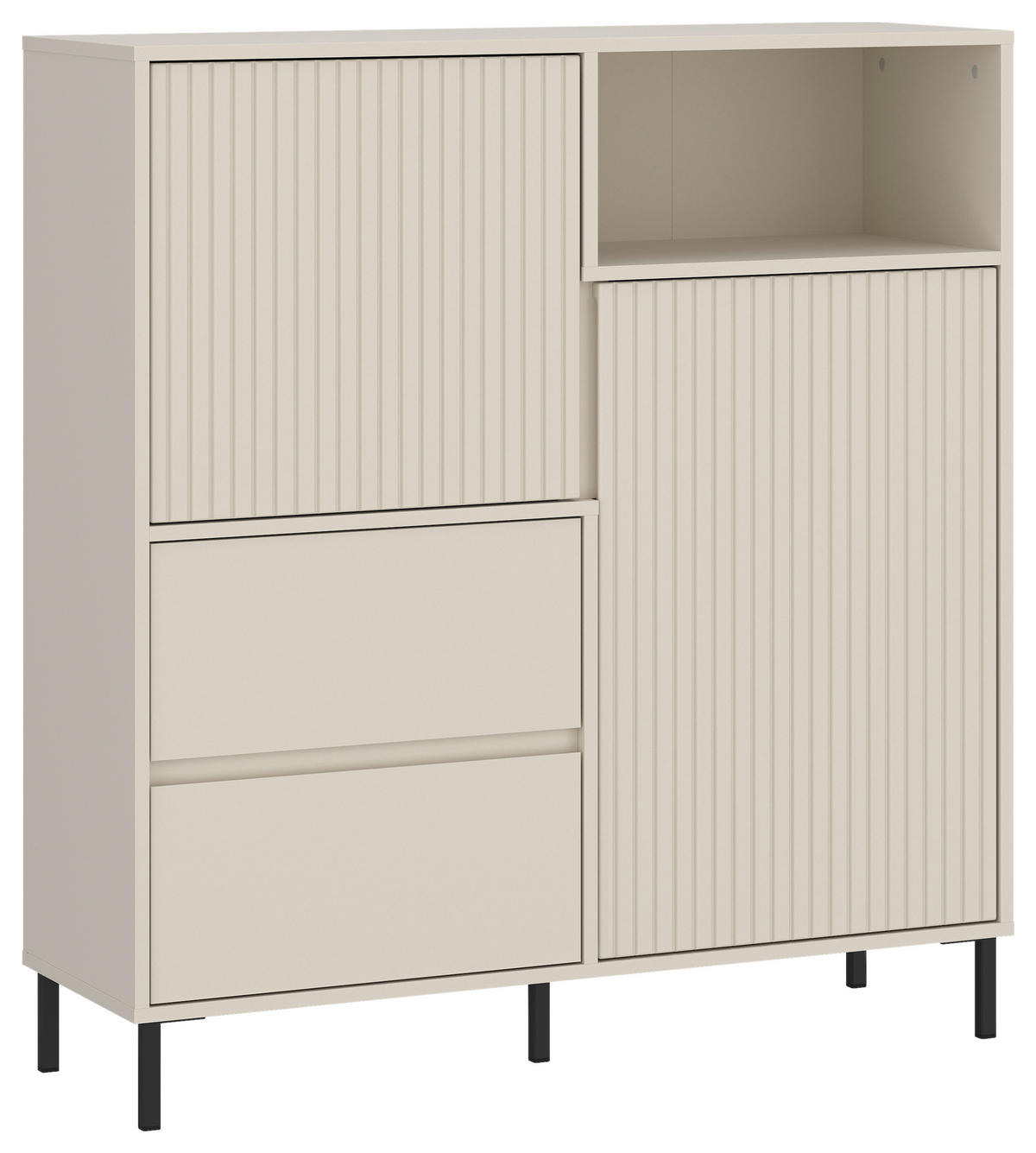 KOMMODE AVENALE  in 105,4/117,2/40 cm  - Kaschmir/Schwarz, Trend, Holzwerkstoff/Metall (105,4/117,2/40cm) - Hom`in