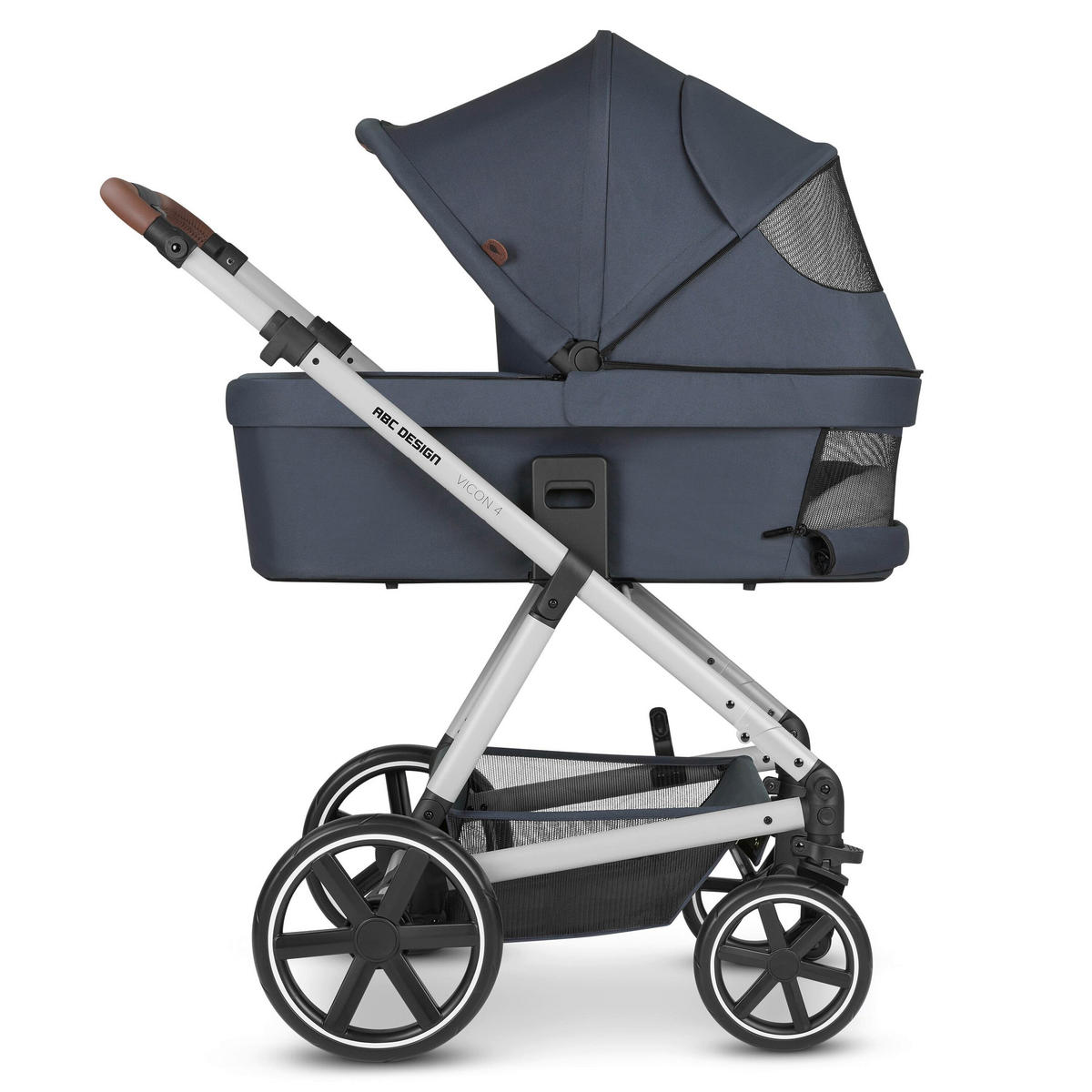 KINDERWAGENSET  Vicon 4  Lake  - Silberfarben/Dunkelblau, Basics, Textil/Metall (91/61/110cm) - ABC Design