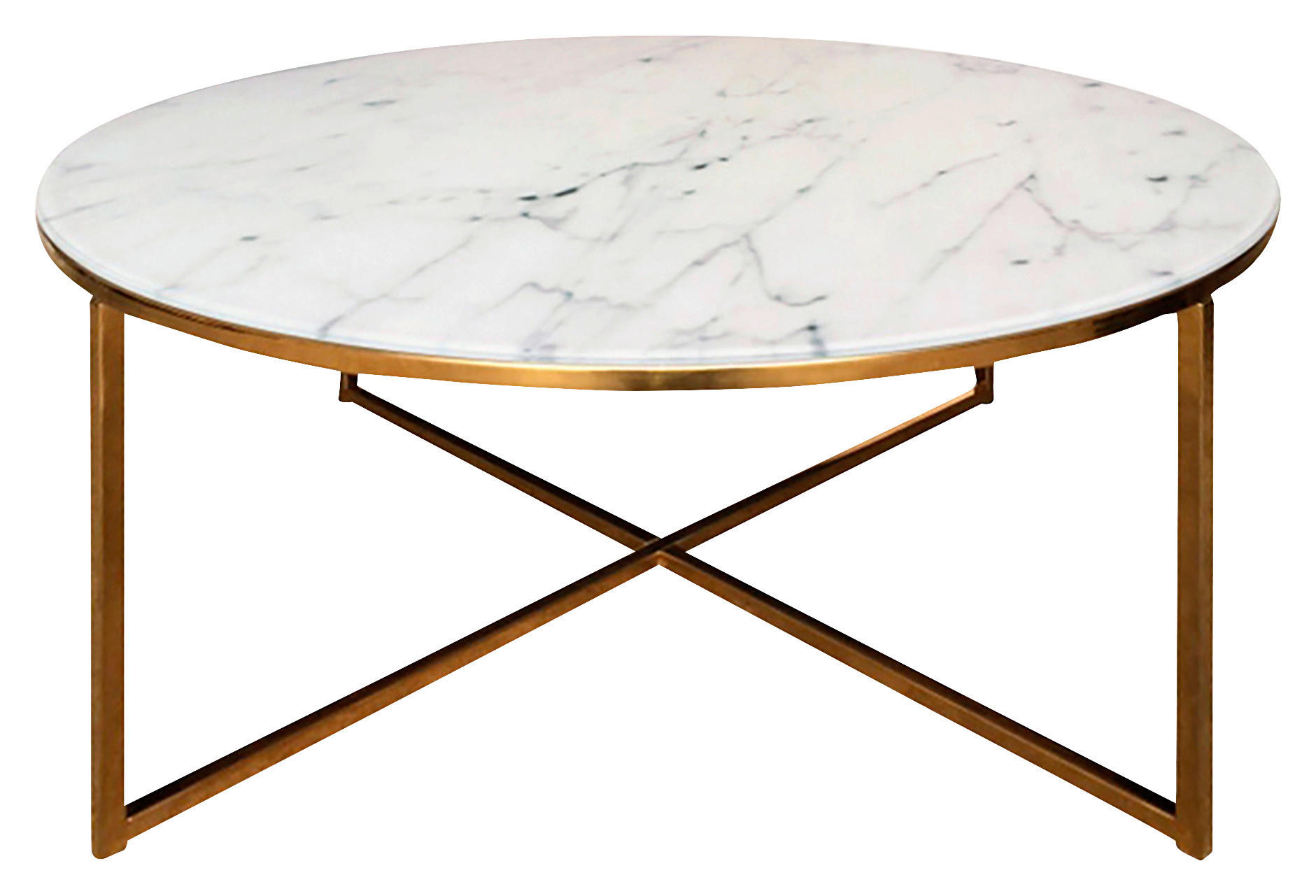 COUCHTISCH in Metall, Glas 80/80/45 cm - Weiss/Goldfarben, Trend, Glas/Metall (80/80/45cm) - Ambia Home