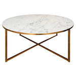 COUCHTISCH in Metall, Glas 80/80/45 cm  - Goldfarben/Weiß, Trend, Glas/Metall (80/80/45cm) - Ambia Home