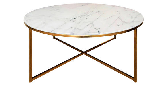 COUCHTISCH in Metall, Glas 80/80/45 cm - Goldfarben/Weiß, Trend, Glas/Metall (80/80/45cm) - Ambia Home