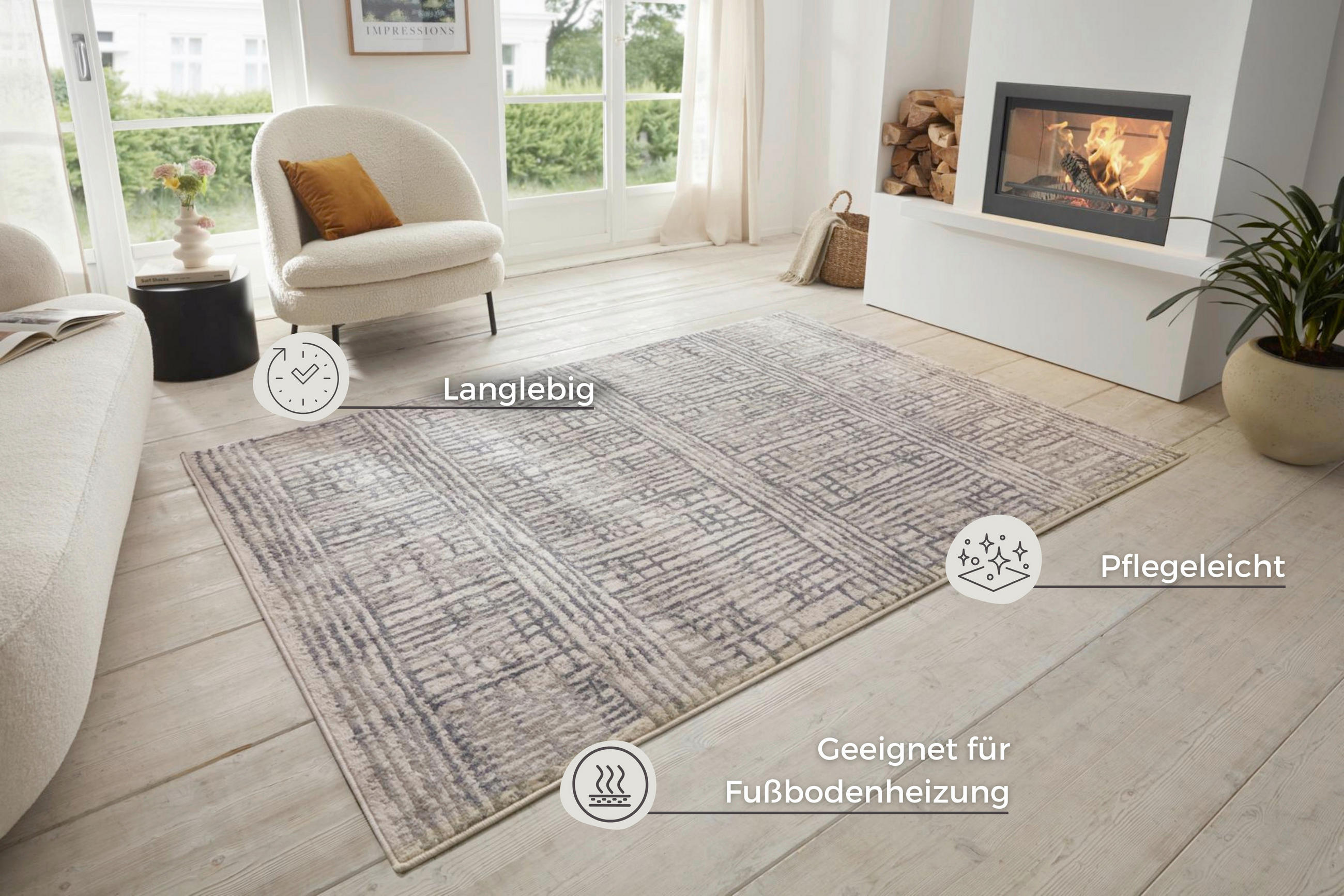 FLACHWEBETEPPICH 200/280 cm Terrain Creme, Grau  - Creme/Grau, Design, Kunststoff/Textil (200/280cm)