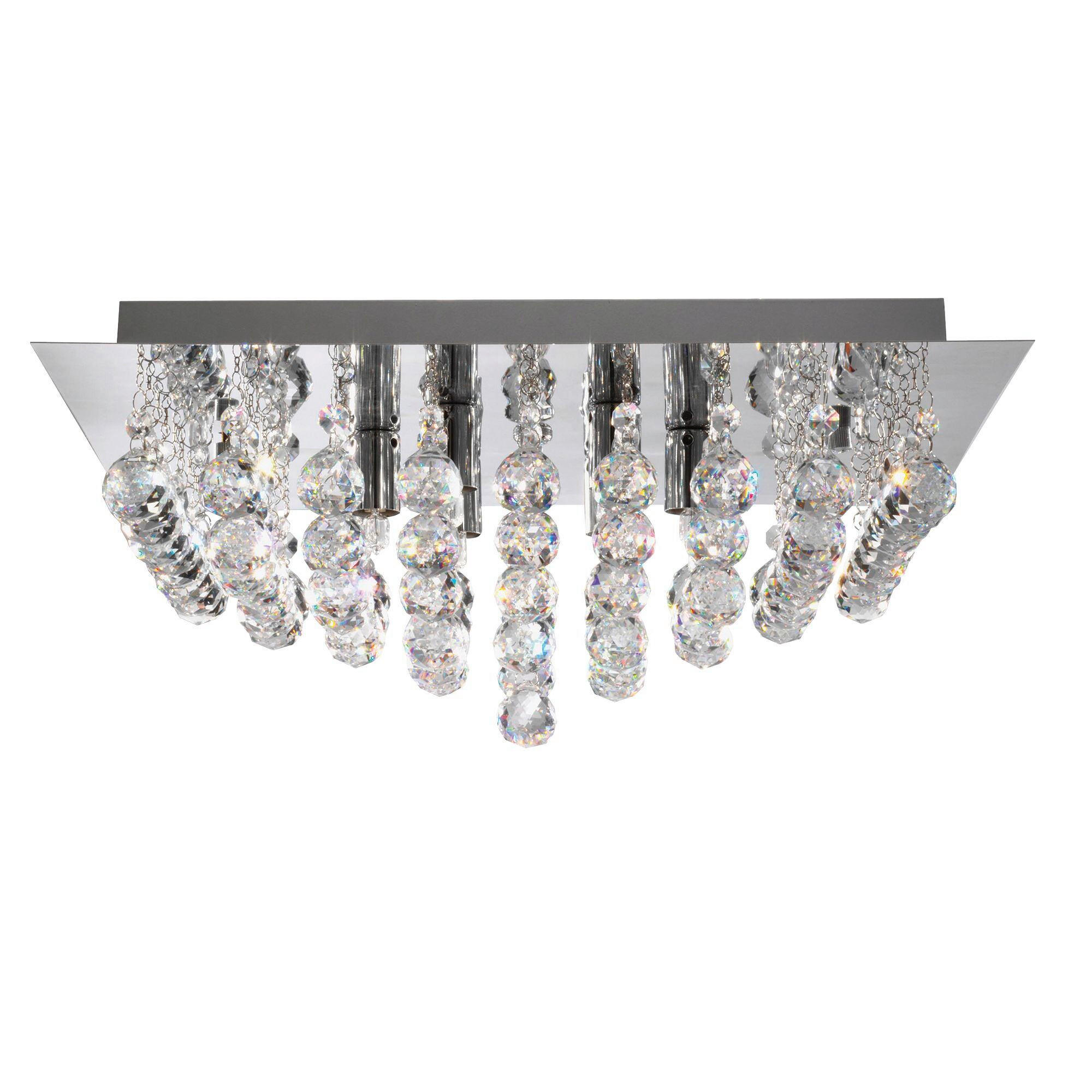 DECKENLEUCHTE Hanna 34/34/17 cm   - Klar/Silberfarben, Basics, Glas/Metall (34/34/17cm) - Searchlight