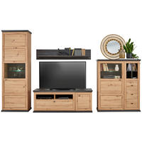 WOHNWAND  Dunkelgrau, Eiche Artisan 329,4/209,2/50 cm  - Dunkelgrau/Anthrazit, Modern, Glas/Holzwerkstoff (329,4/209,2/50cm) - Hom`in