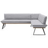 ECKBANK 203/163 cm Webstoff Schwarz, Eichefarben, Hellgrau Eiche massiv   - Eichefarben/Hellgrau, Design, Holz/Textil (203/163cm) - Voleo