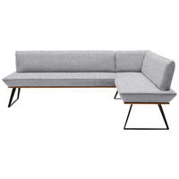 ECKBANK 203/163 cm Webstoff Schwarz, Eichefarben, Hellgrau Eiche massiv   - Eichefarben/Hellgrau, Design, Holz/Textil (203/163cm) - Voleo