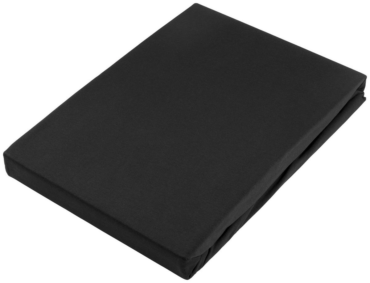 BOXSPRING-SPANNLEINTUCH 90/220 cm Jersey  - Schwarz, KONVENTIONELL, Textil (90/220cm) - Novel