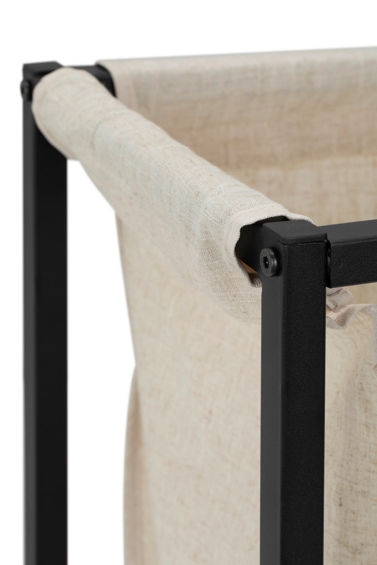 WÄSCHEKORB - Beige/Schwarz, MODERN, Textil/Metall (56/78/29cm) - PBJ