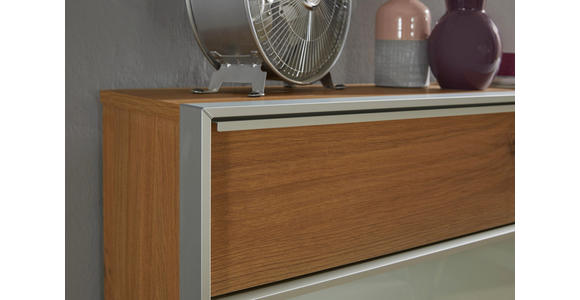 SCHUHSCHRANK Weiß, Eichefarben, Alufarben - Eichefarben/Alufarben, Design, Glas/Metall (102/98/34cm) - Dieter Knoll
