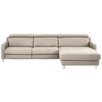 ECKSOFA Echtleder Greige  - Chromfarben/Greige, Design, Leder/Metall (291/176cm) - Valdera