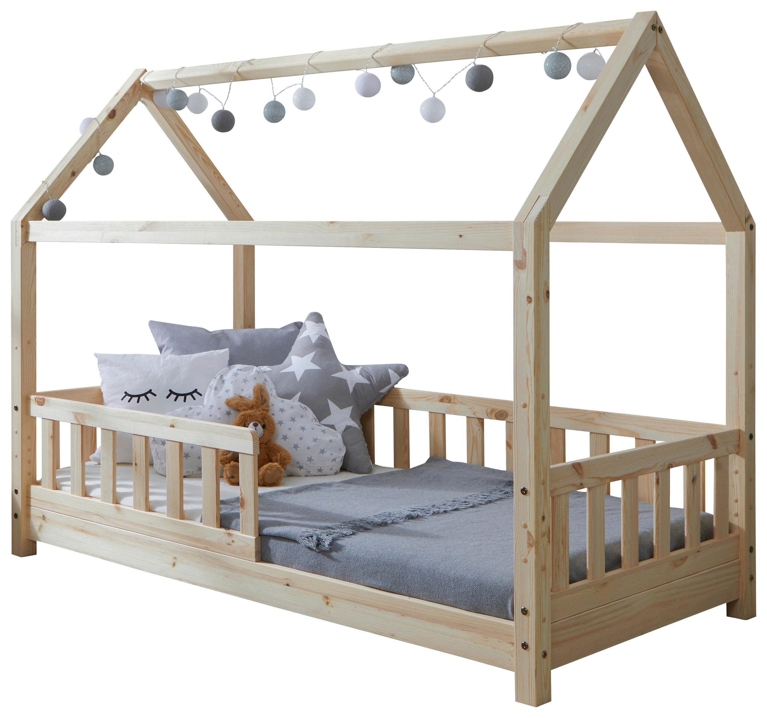 HAUSBETT Absturzsicherung, Rollrost 80/160 cm  - Naturfarben, MODERN, Holz (80/160cm) - MID.YOU