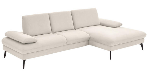 ECKSOFA in Chenille, Mikrofaser Creme 299/157 cm - Creme/Schwarz, Design, Textil/Metall (299/157cm) - Dieter Knoll