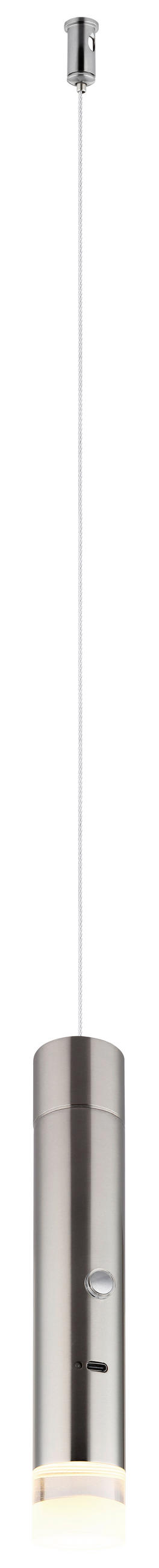 LED-HÄNGELEUCHTE PELO 38/120 cm   - Klar/Nickelfarben, Design, Kunststoff/Metall (38/120cm) - Globo