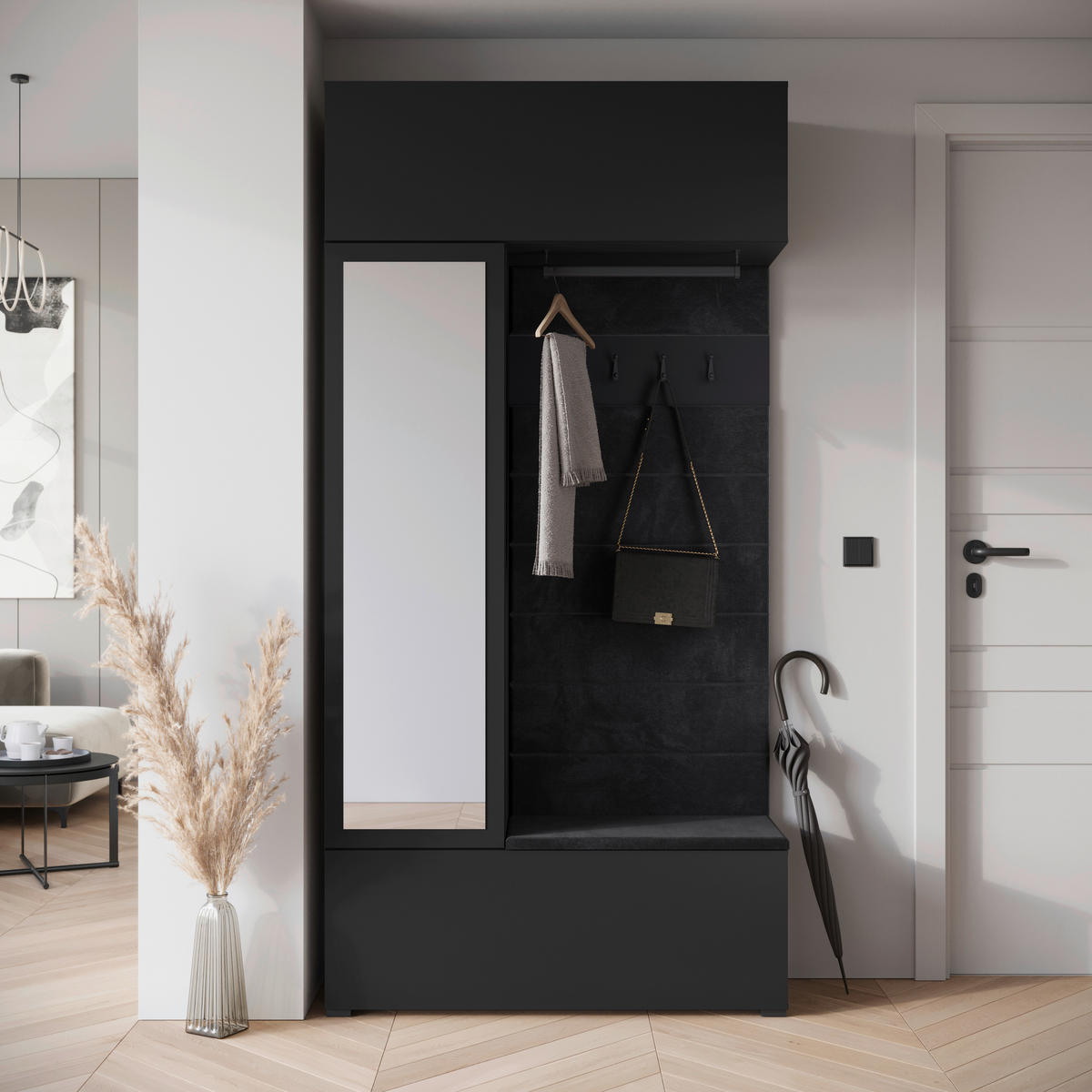GARDEROBE  in 115/231,9/37,5 cm  - Schwarz, Trend, Holzwerkstoff (115/231,9/37,5cm) - Livetastic