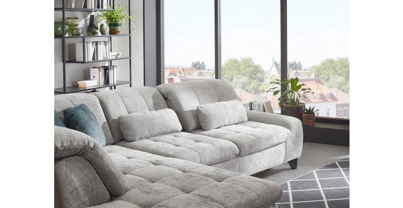 ECKSOFA inkl. Funktionen Blau, Grau Chenille  - Blau/Schwarz, KONVENTIONELL, Textil/Metall (200/281cm) - Carryhome