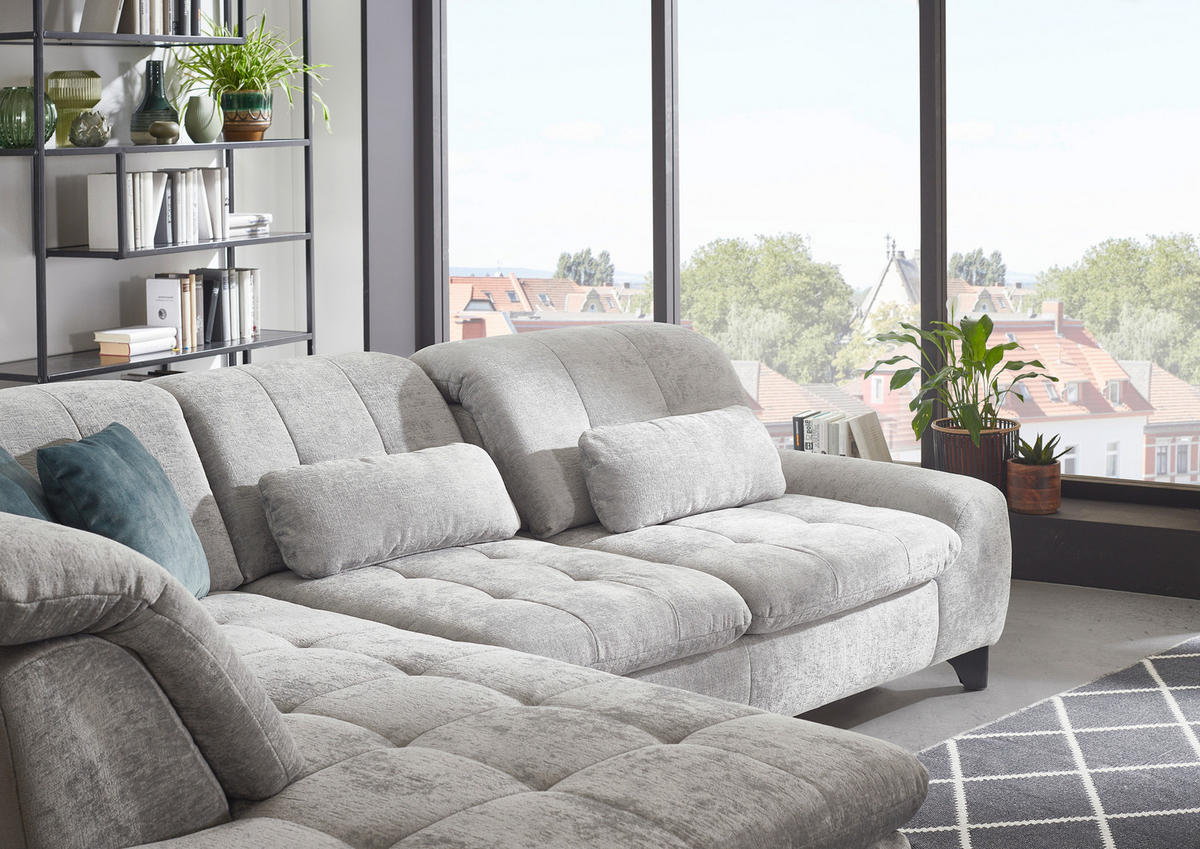 HÖRNSOFFA i chenille blå, grå  - blå/svart, Klassisk, metall/textil (200/281cm) - MID.YOU