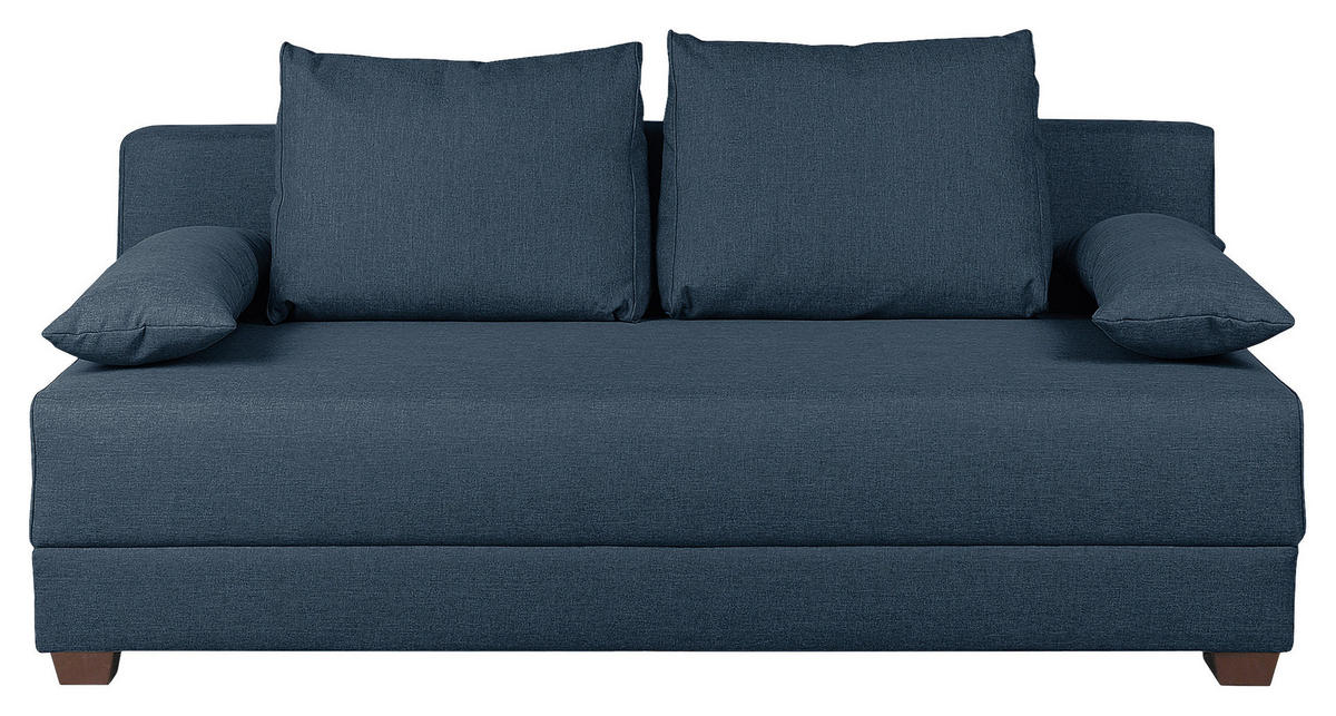 SCHLAFSOFA in Webstoff Dunkelblau  - Dunkelbraun/Dunkelblau, Design, Holz/Textil (202/85/110cm) - MID.YOU