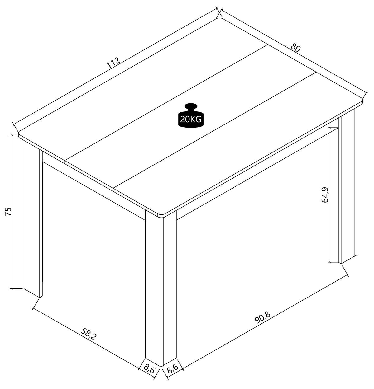 ESSTISCH      - Anthrazit/Weiß, MODERN, Holzwerkstoff (115/80/75cm) - MID.YOU