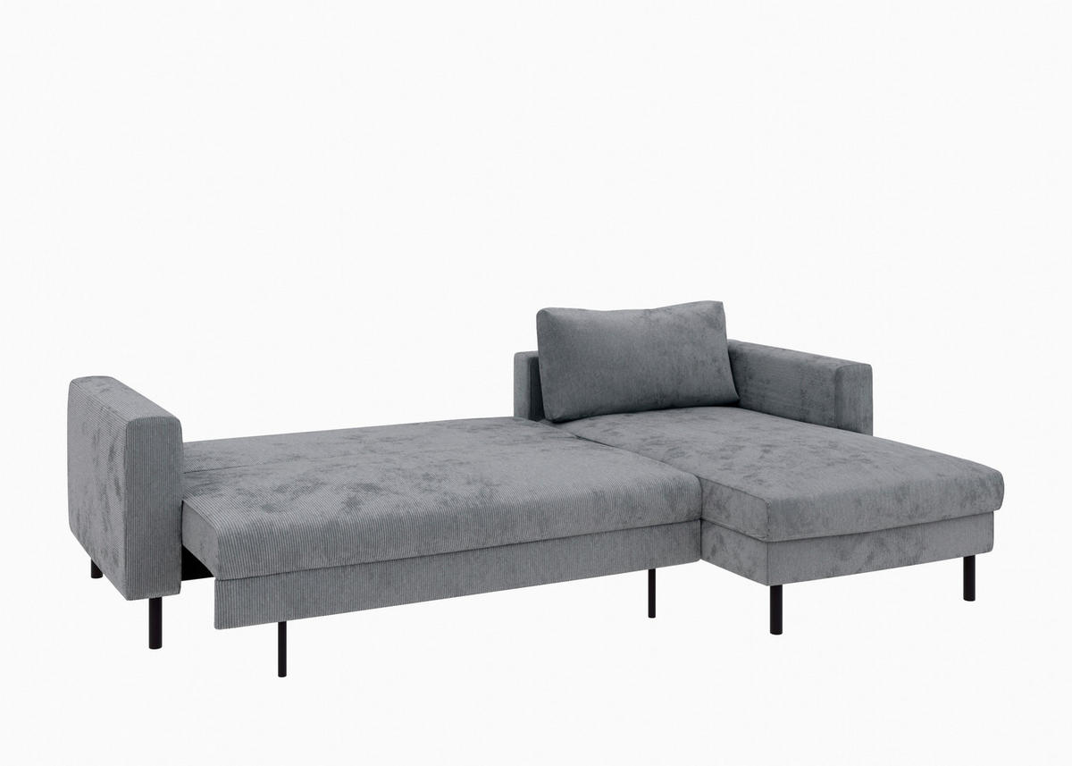 ECKSCHLAFSOFA  in Cord Dunkelgrau  - Dunkelgrau/Schwarz, MODERN, Textil/Metall (232/161cm) - Trendmanufaktur