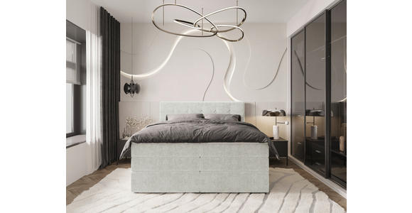 BOXSPRINGBETT 200/200 cm,  in Creme, Bettkasten, Topper, Matratzen, H3 = fest  - Creme/Schwarz, KONVENTIONELL, Kunststoff/Textil (200/200cm) - Carryhome