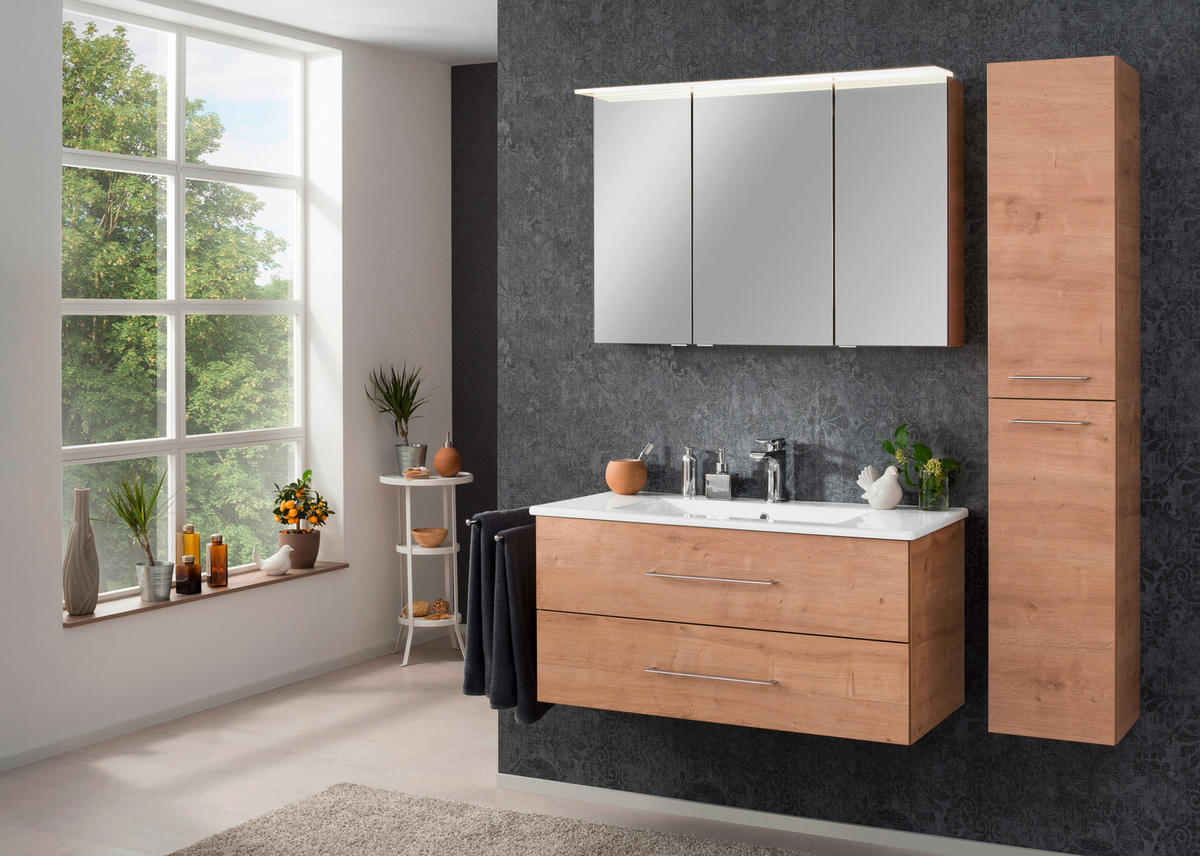 SPIEGELSCHRANK 100/69,5/23,5 cm  - Eichefarben/Silberfarben, MODERN, Glas/Holzwerkstoff (100/69,5/23,5cm) - MID.YOU