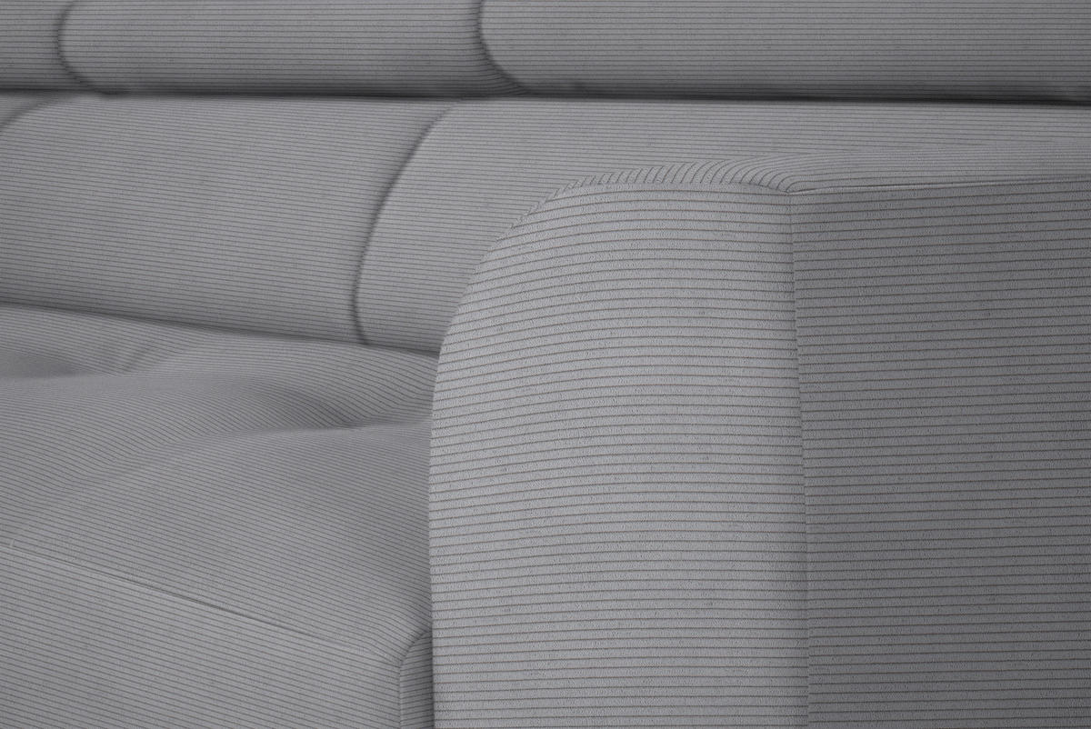 ECKSOFA Grau Feincord  - Schwarz/Grau, Design, Textil/Metall (205/280cm) - Xora