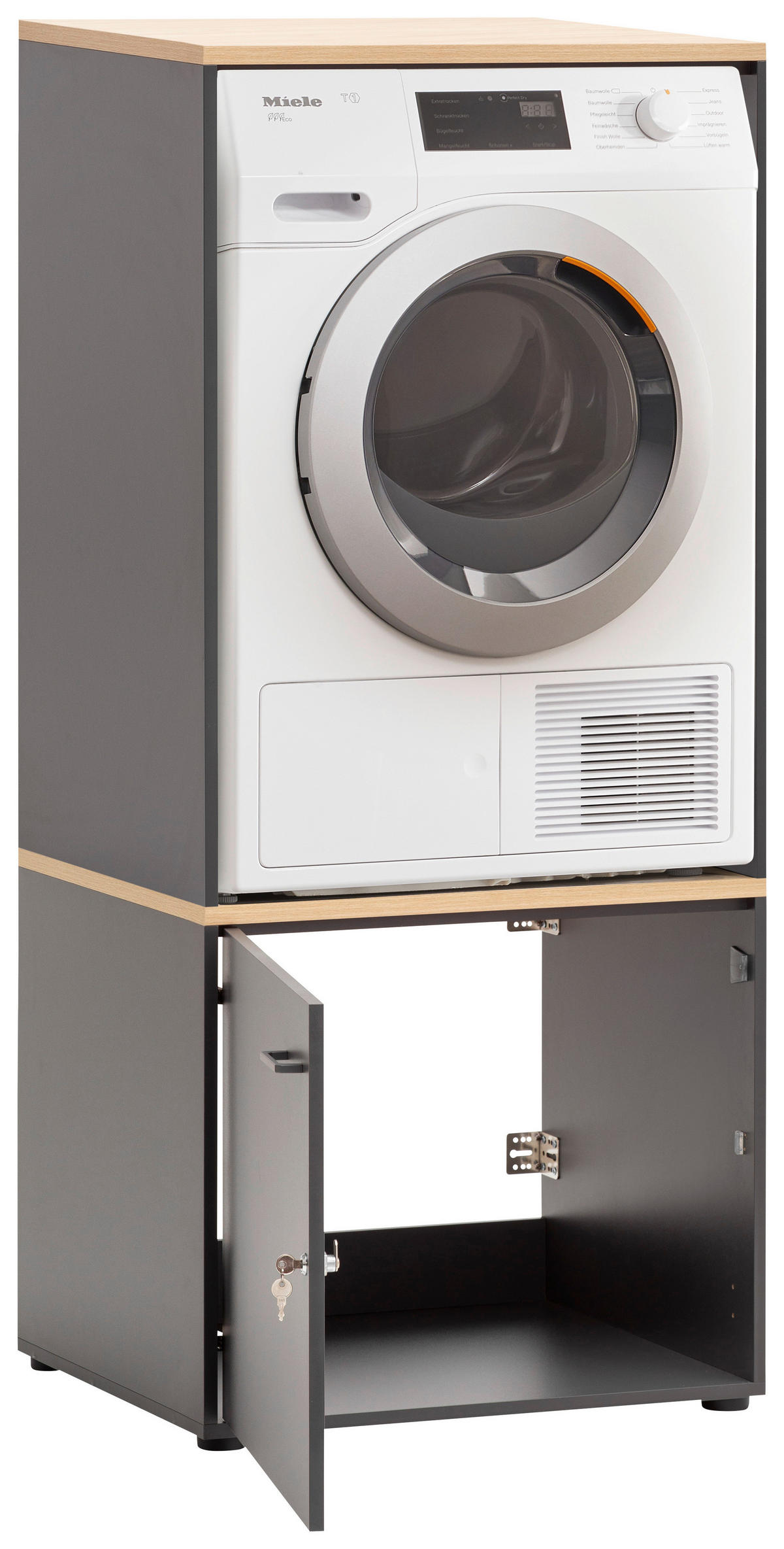 WASCHMASCHINENSCHRANK 67,1/154,7/60 cm  in Anthrazit, Eichefarben  - Chromfarben/Eichefarben, MODERN, Holzwerkstoff/Kunststoff (67,1/154,7/60cm) - MID.YOU