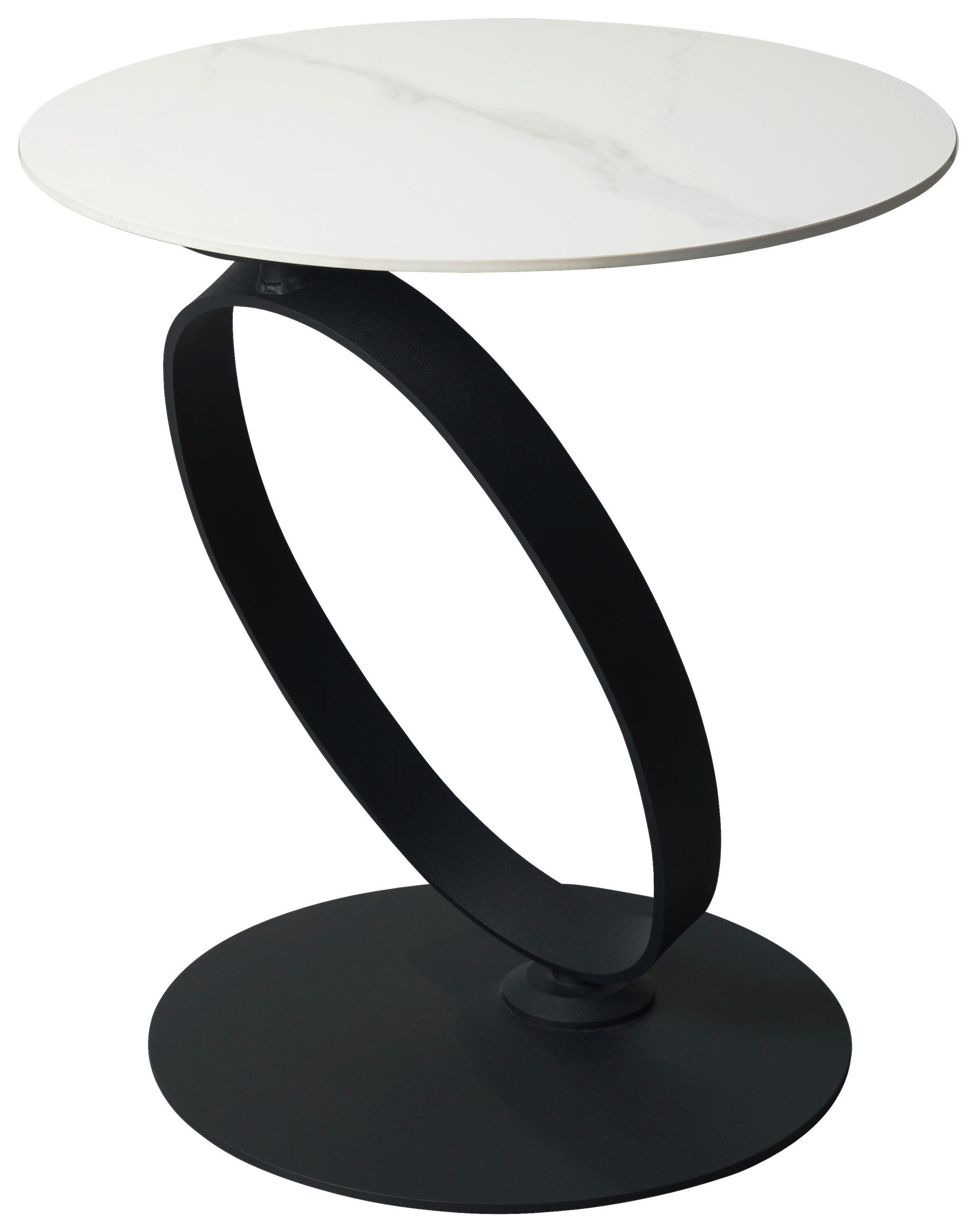 BEISTELLTISCH Schwarz, Weiß rund  - Schwarz/Weiß, Design, Glas/Keramik (50/54/50cm) - Dieter Knoll